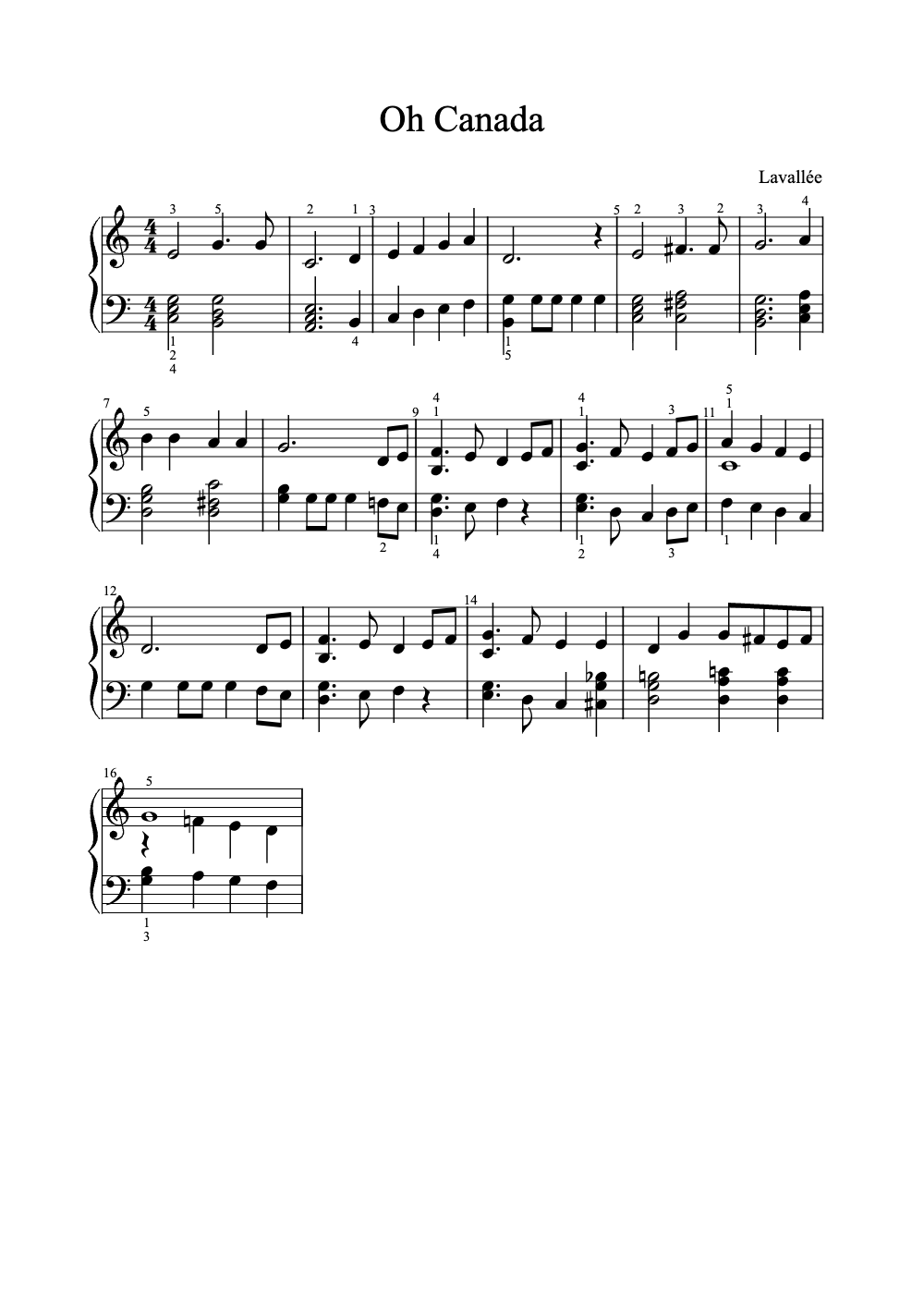 Sheet music preview for O Canada