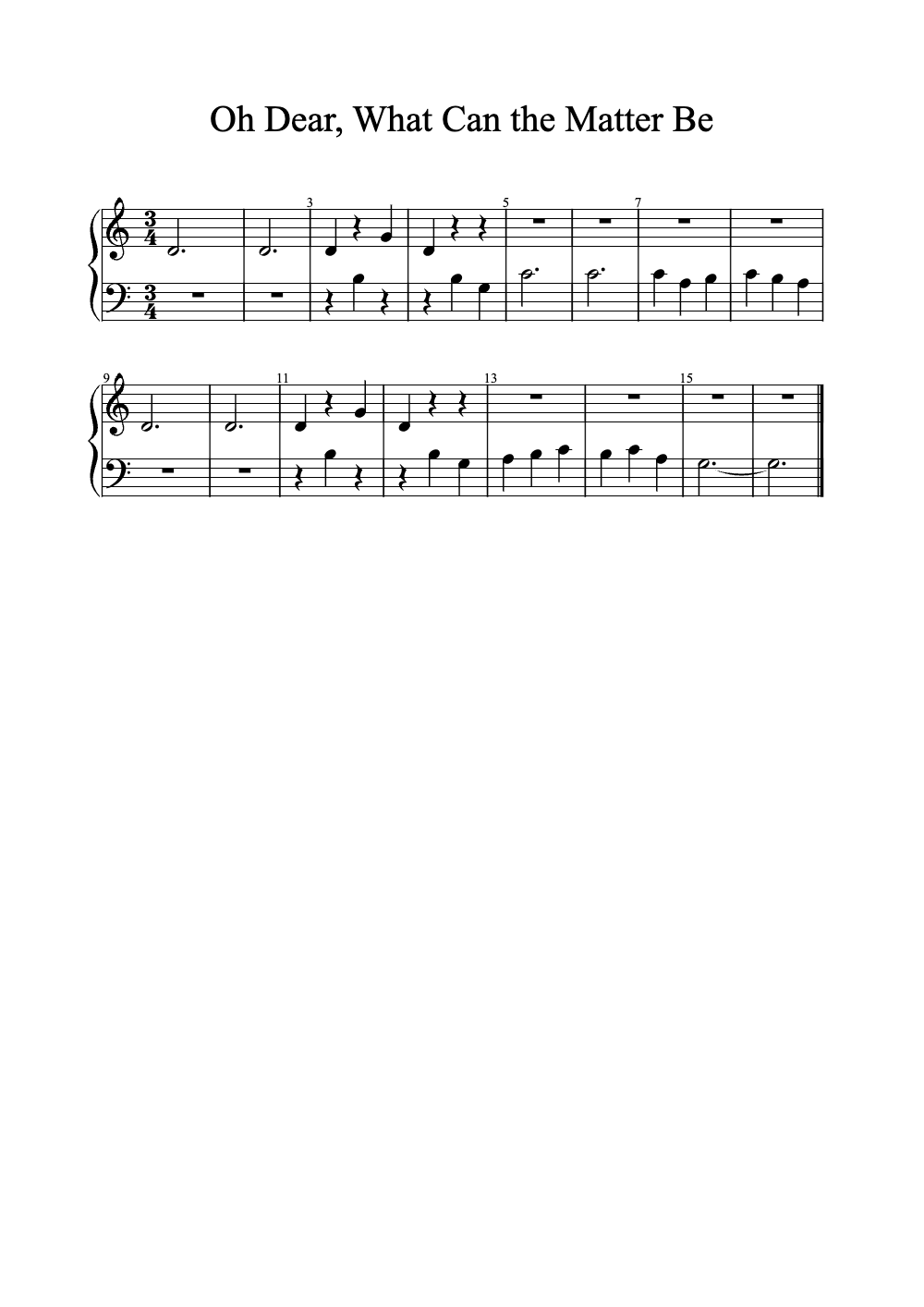 Sheet music preview for Oh Dear, What Can the Matter Be