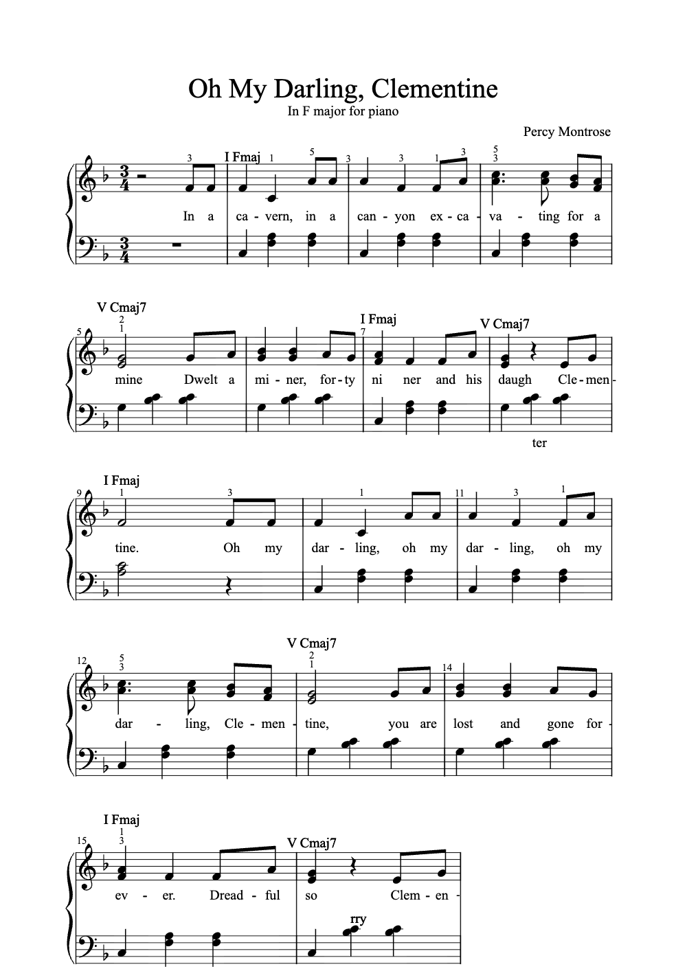 Sheet music preview for Oh My Darling, Clementine