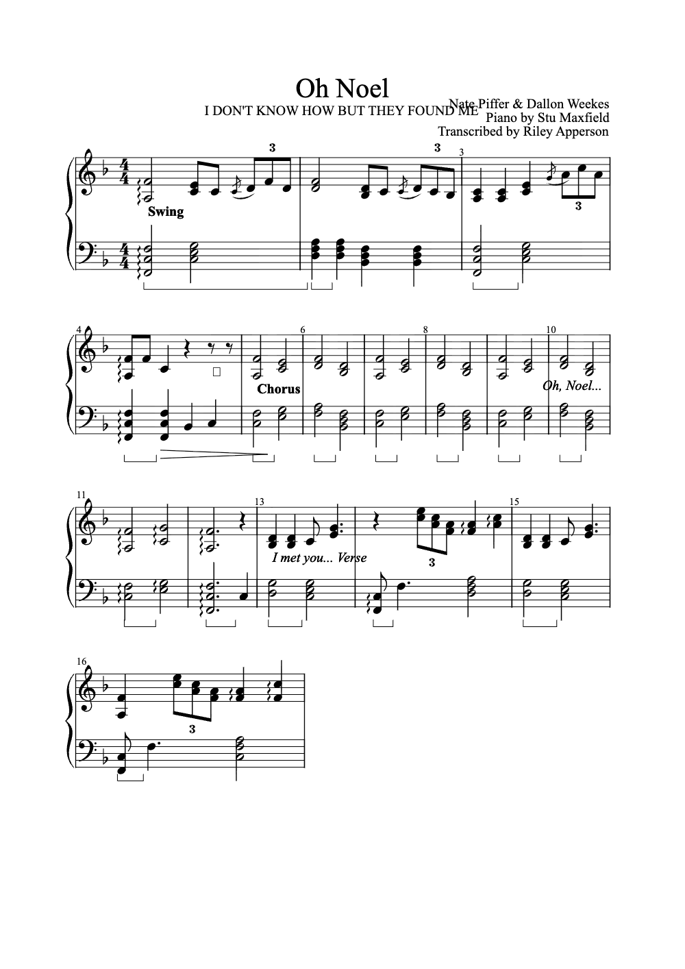Sheet music preview for Oh Noel