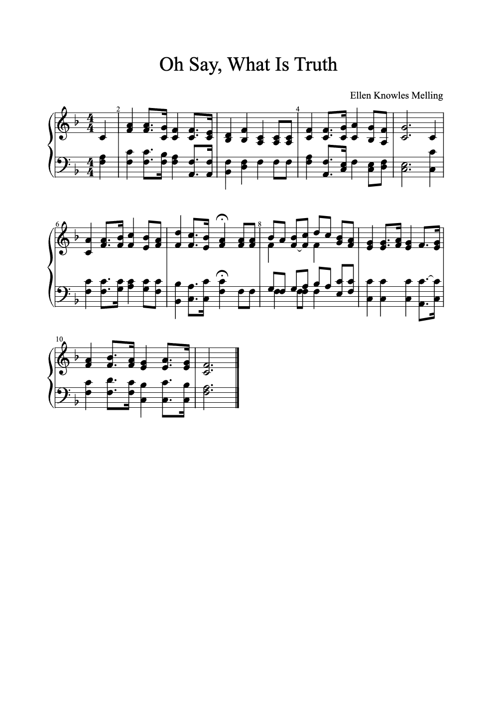 Sheet music preview for Oh Say, What Is Truth