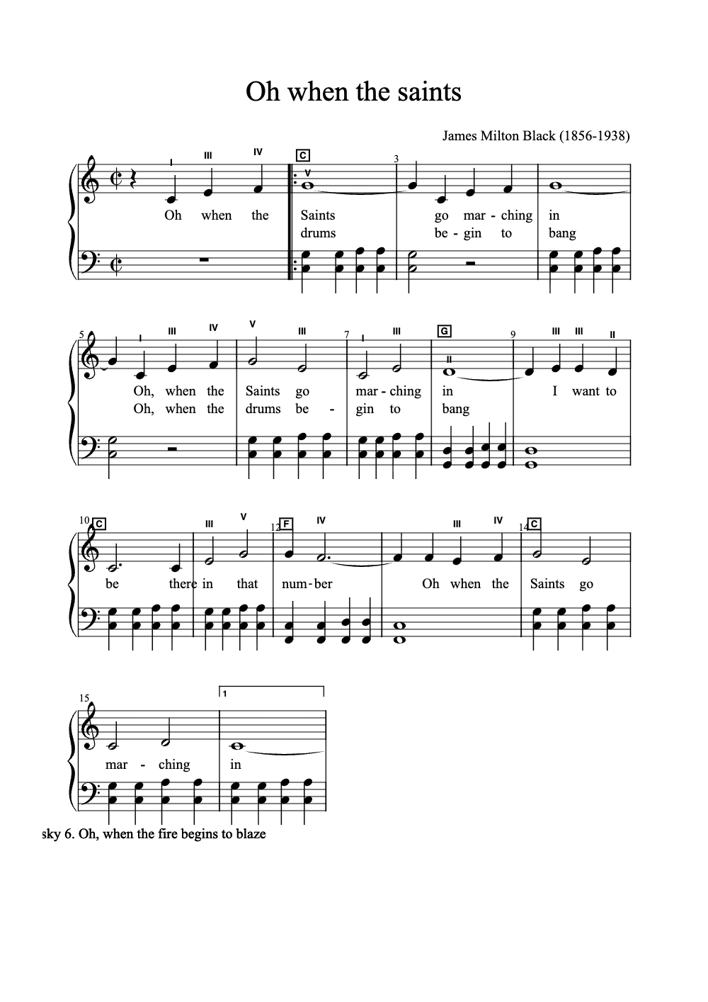 Sheet music preview for Oh When the Saints