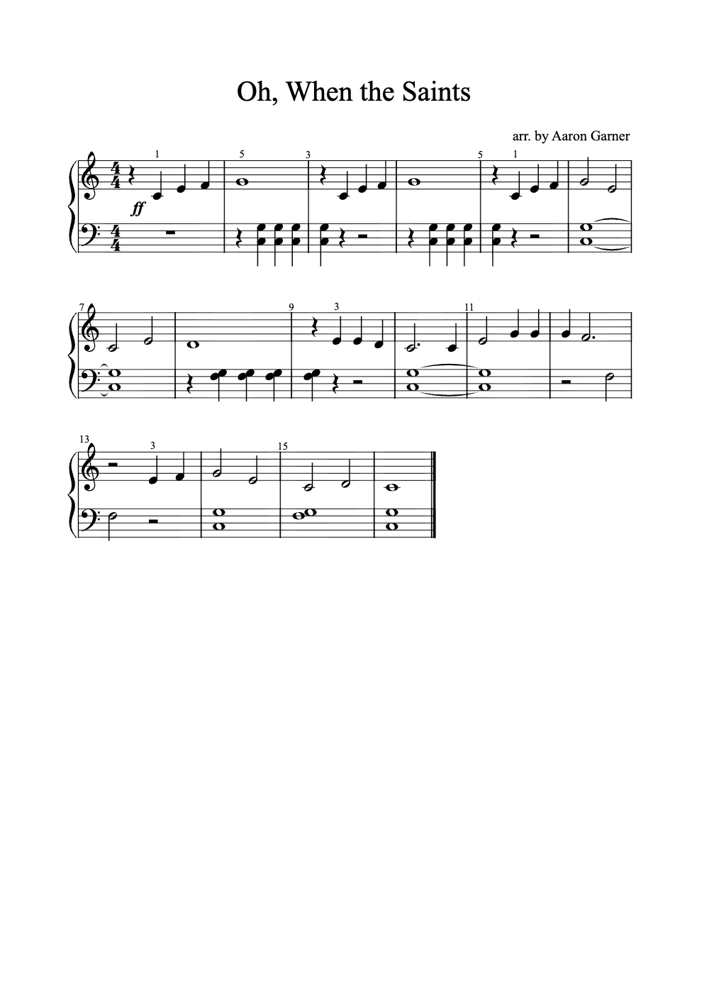 Sheet music preview for Oh, When the Saints