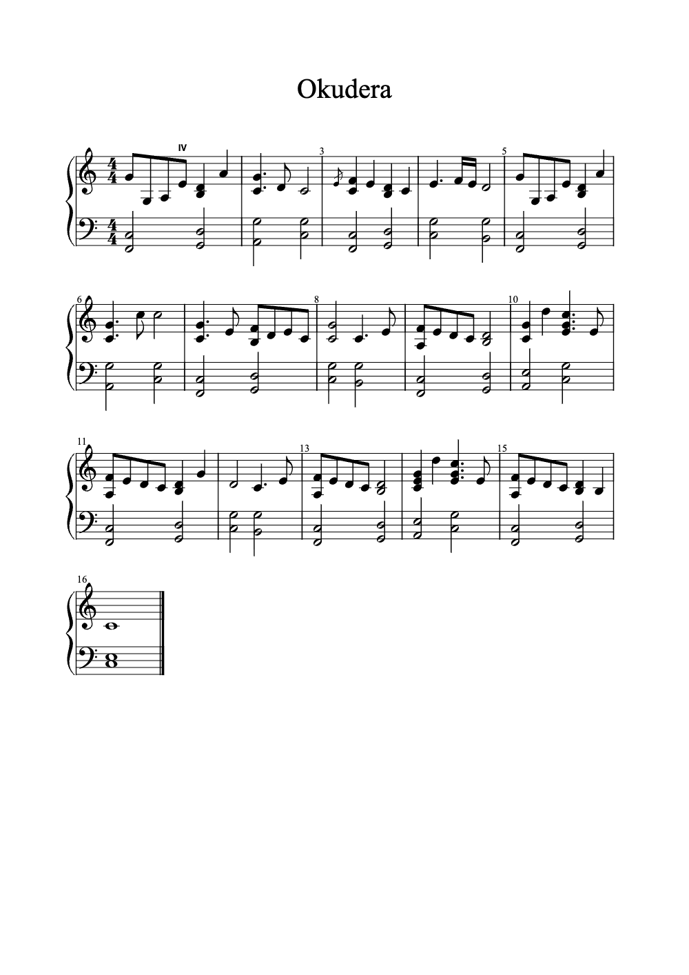 Sheet music preview for Okudera