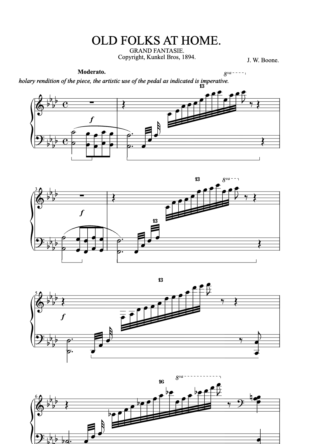 Sheet music preview for Old Folks at Home