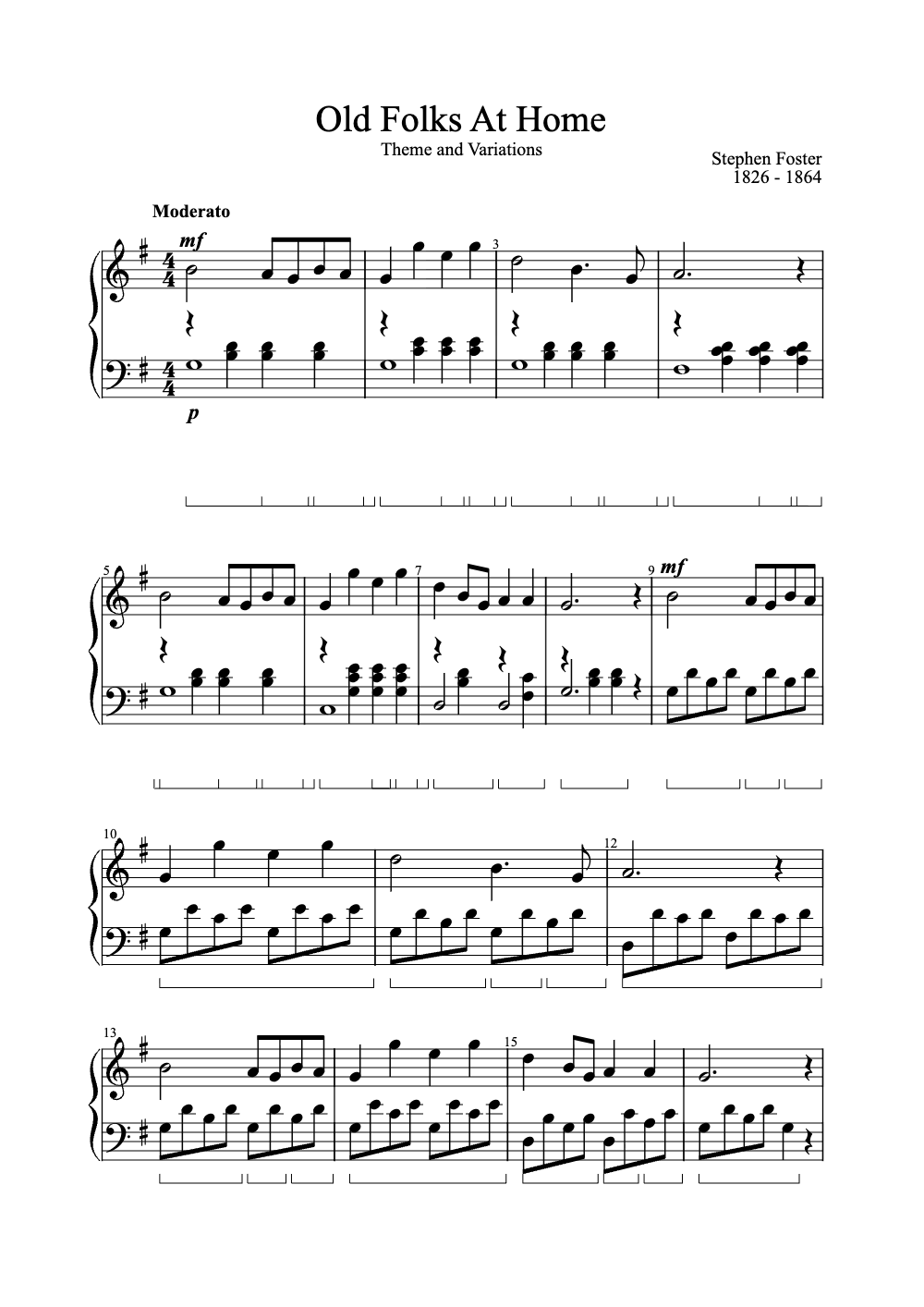 Sheet music preview for Old Folks at Home