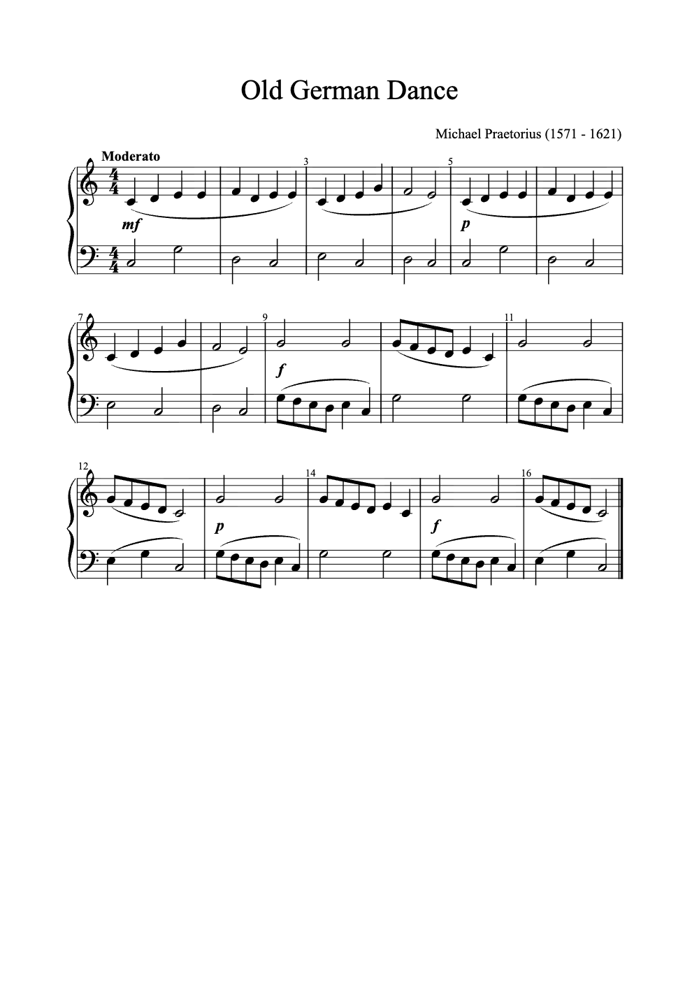 Sheet music preview for Old German Dance