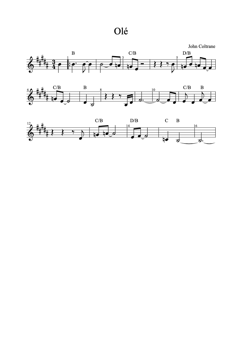 Sheet music preview for Olé
