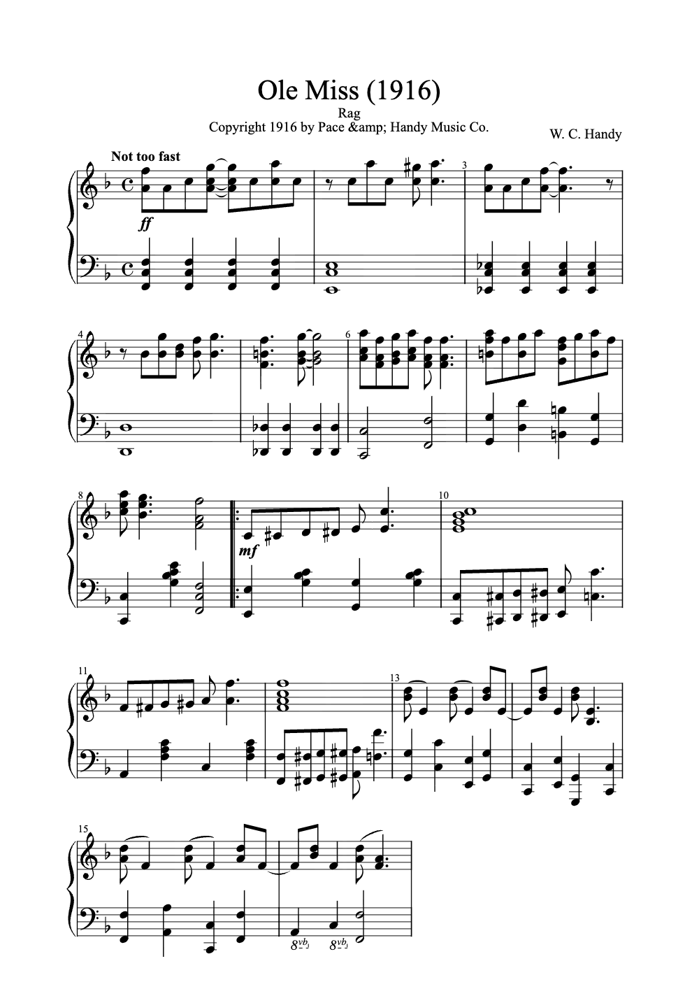 Sheet music preview for Ole Miss