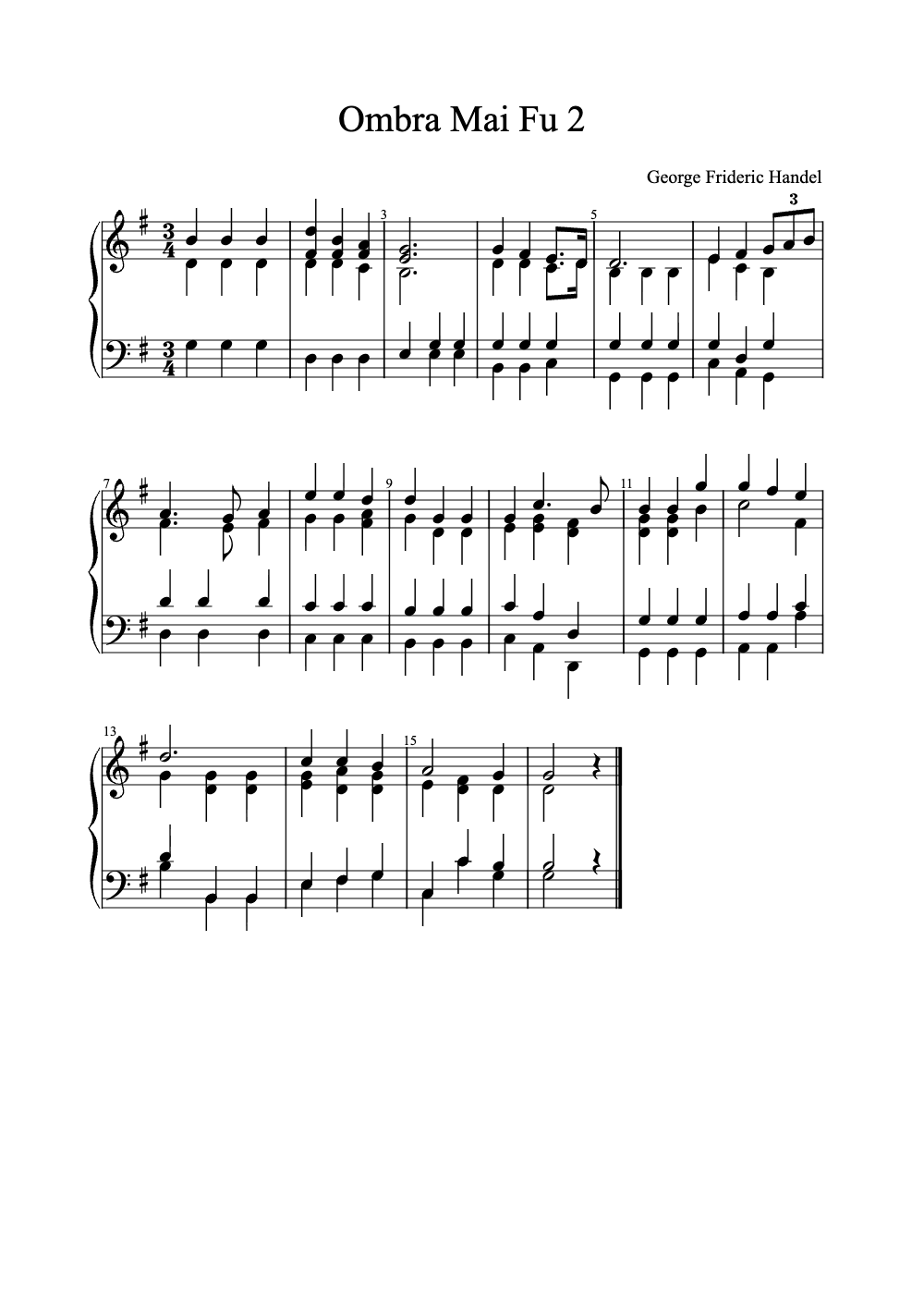 Sheet music preview for Ombra Mai Fu