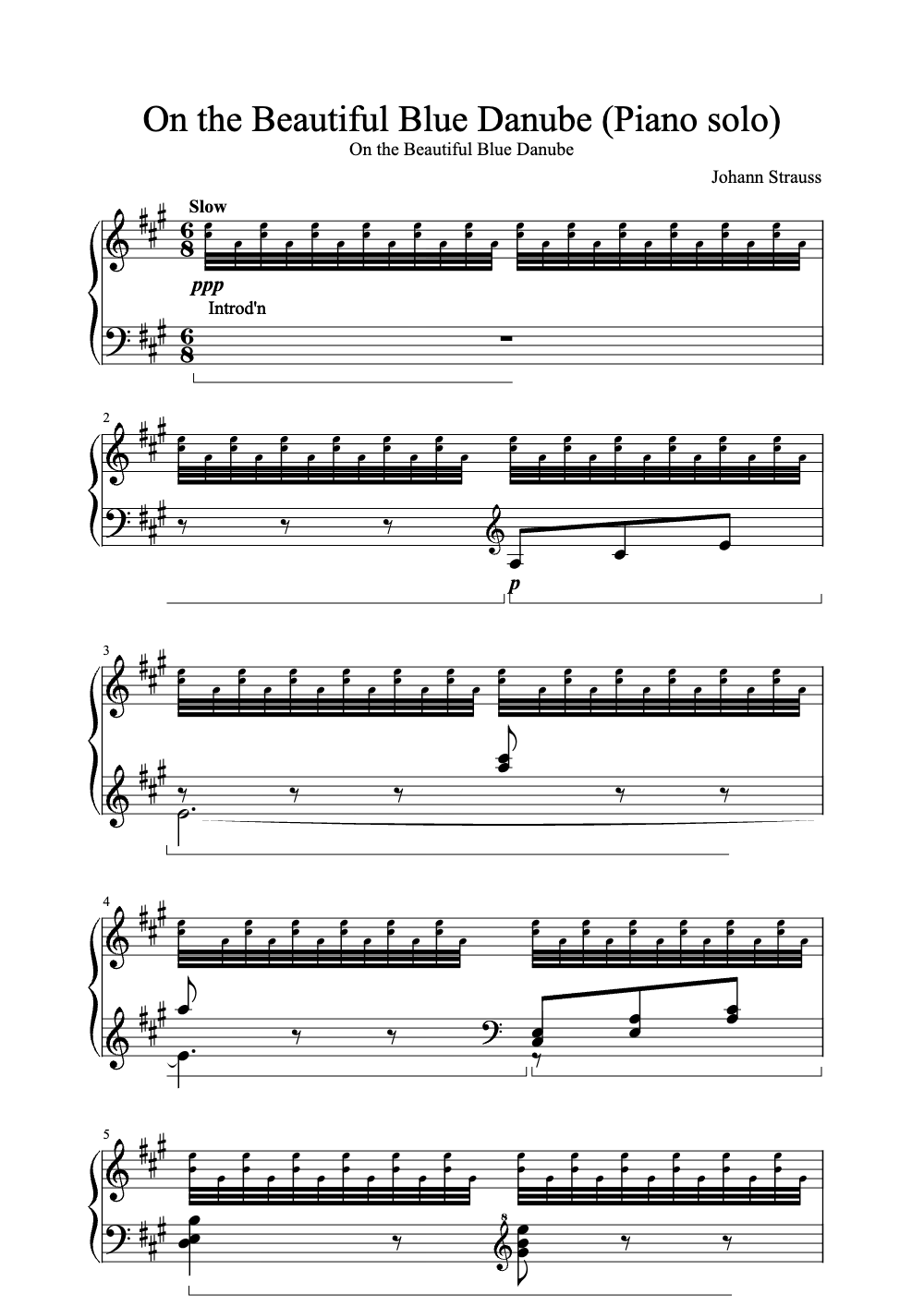 Sheet music preview for On the Beautiful Blue Danube