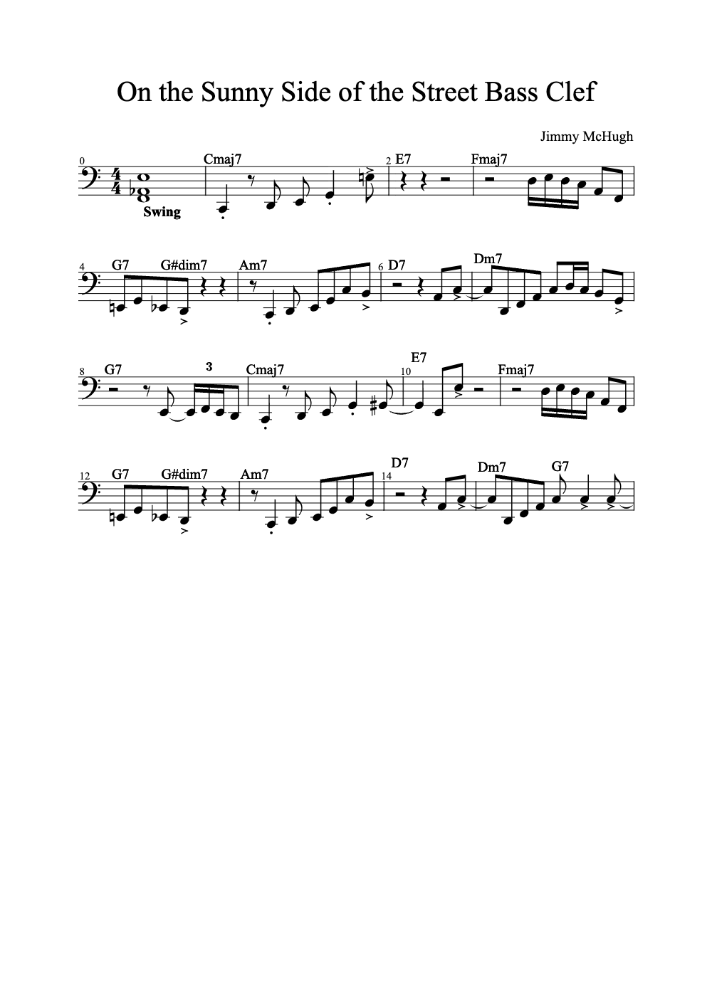 Sheet music preview for On the Sunny Side of the Street