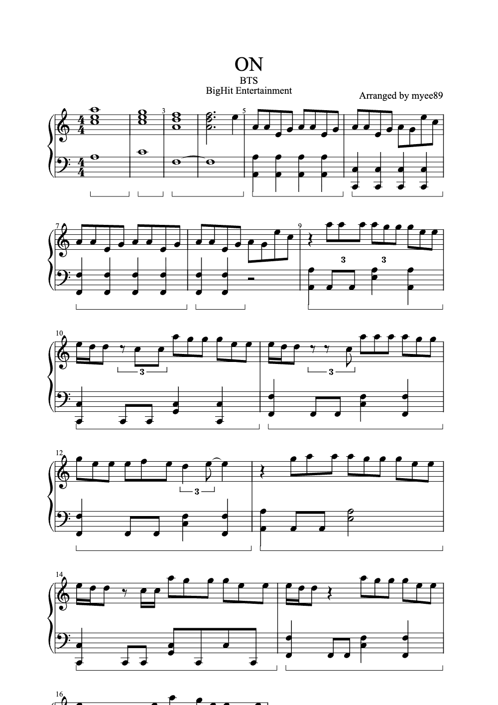 Sheet music preview for ON