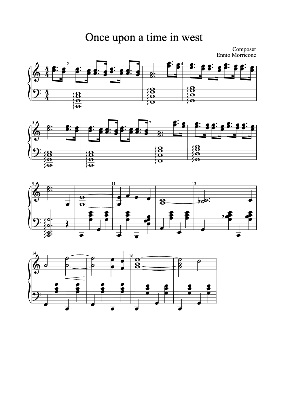 Sheet music preview for Once Upon a Time in the West