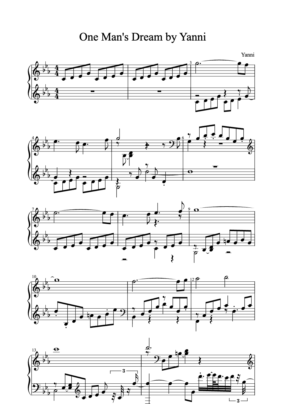Sheet music preview for One Man's Dream