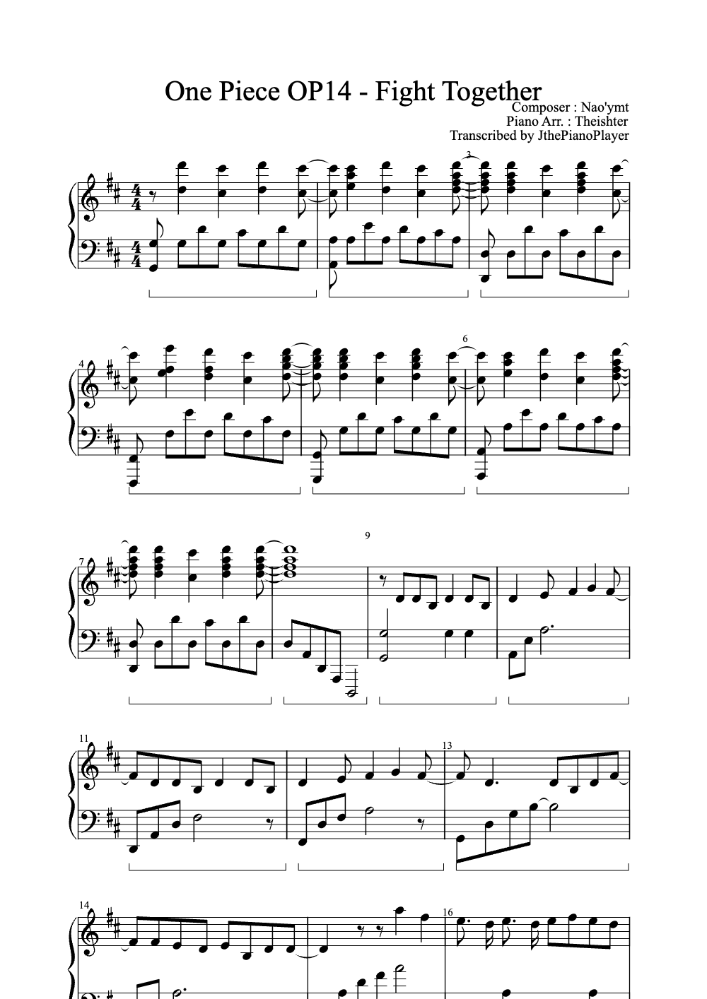Sheet music preview for Fight Together