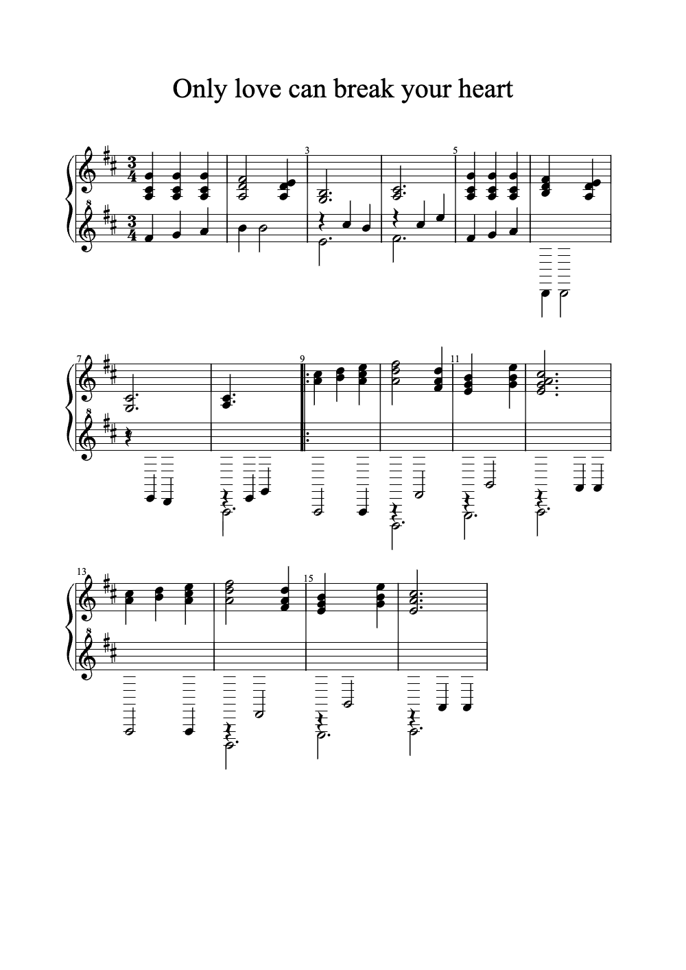 Sheet music preview for Only Love Can Break Your Heart