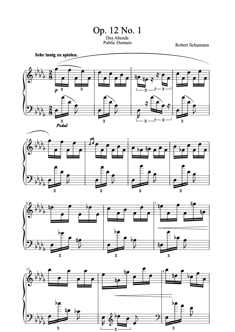 Sheet music preview for Op. 12 No. 1