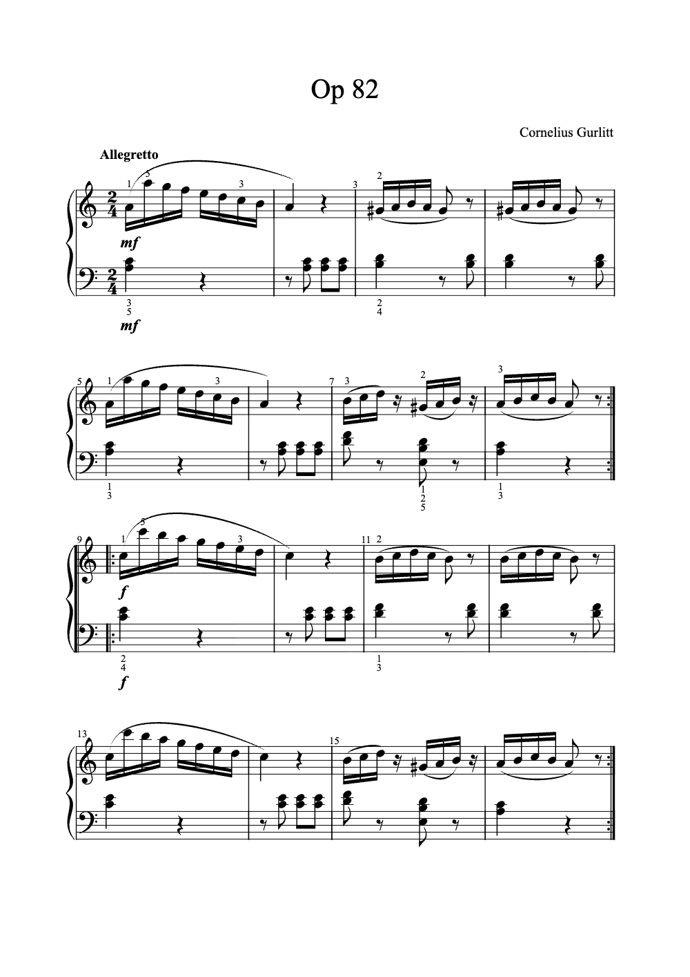 Sheet music preview for Op. 82