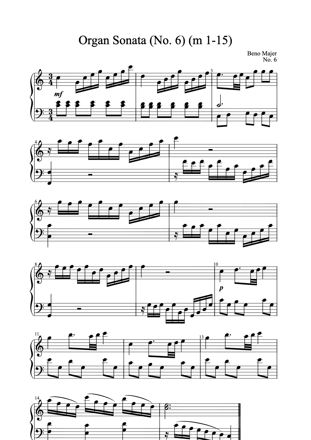Sheet music preview for Organ Sonata (No. 6)