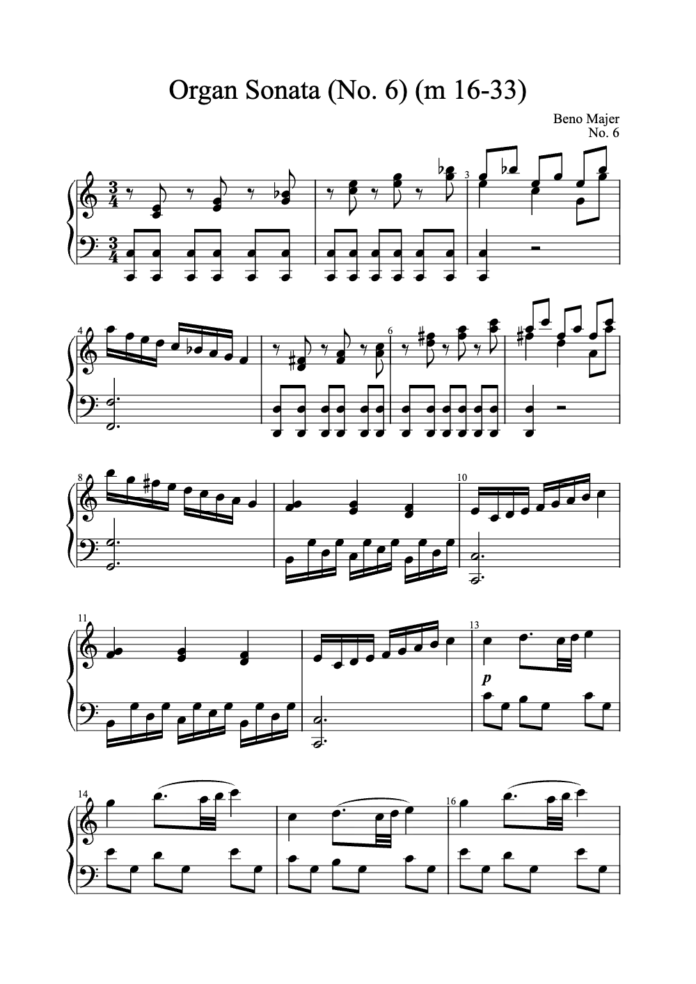 Sheet music preview for Organ Sonata No. 6