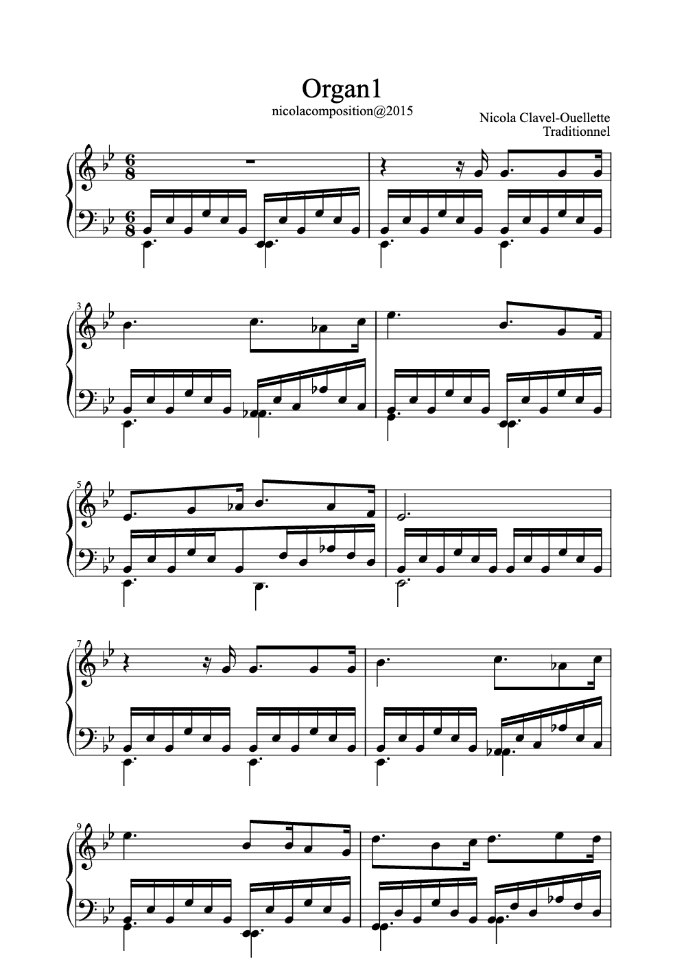 Sheet music preview for Organ 1