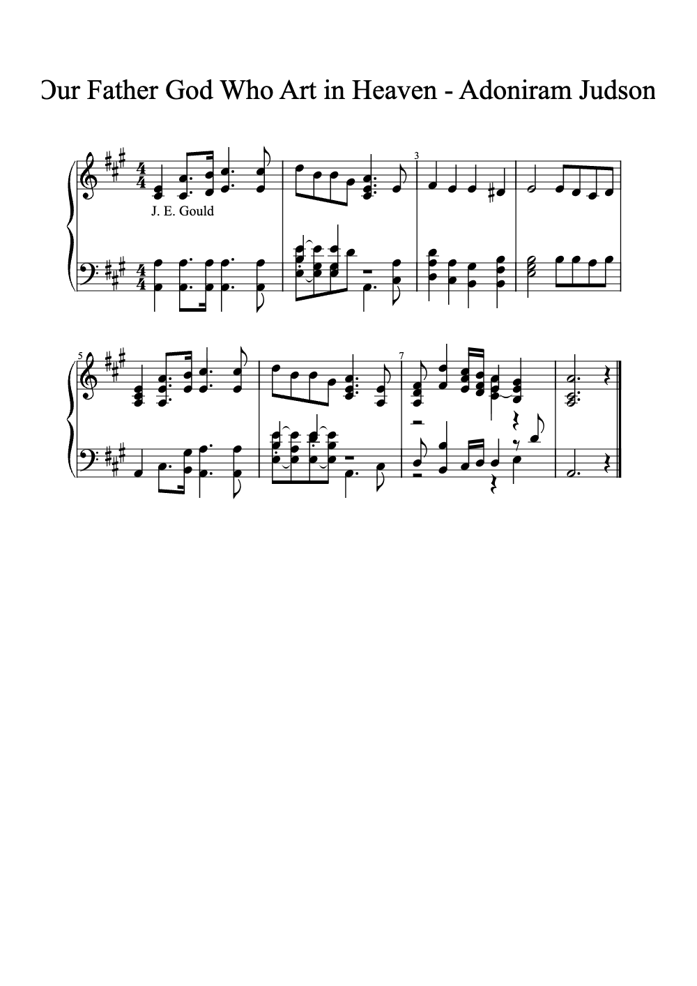 Sheet music preview for Our Father God Who Art in Heaven