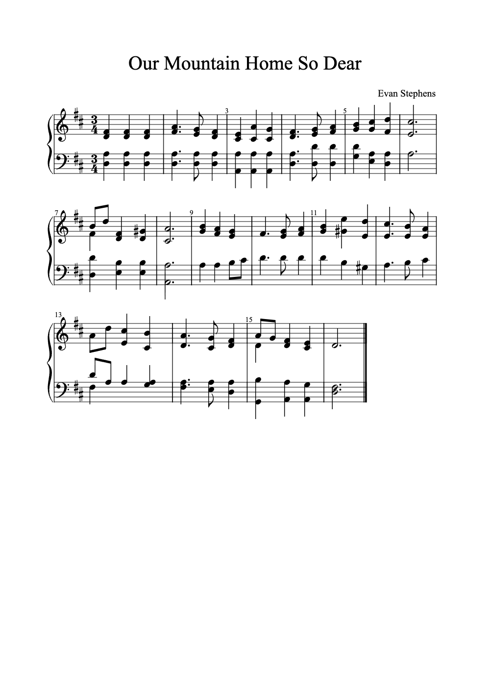 Sheet music preview for Our Mountain Home So Dear