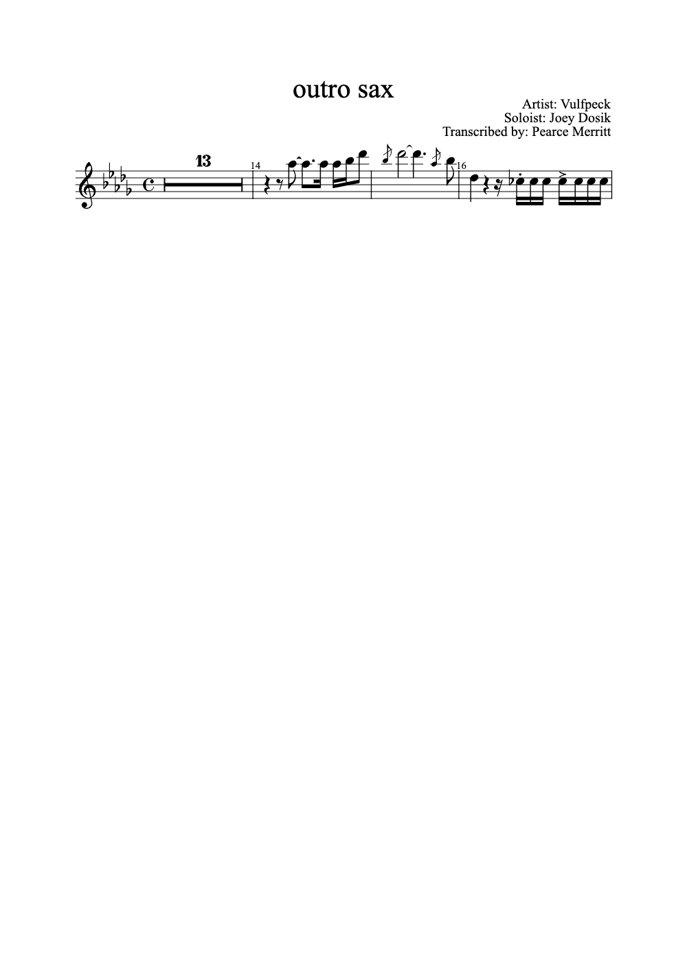 Sheet music preview for Outro Sax