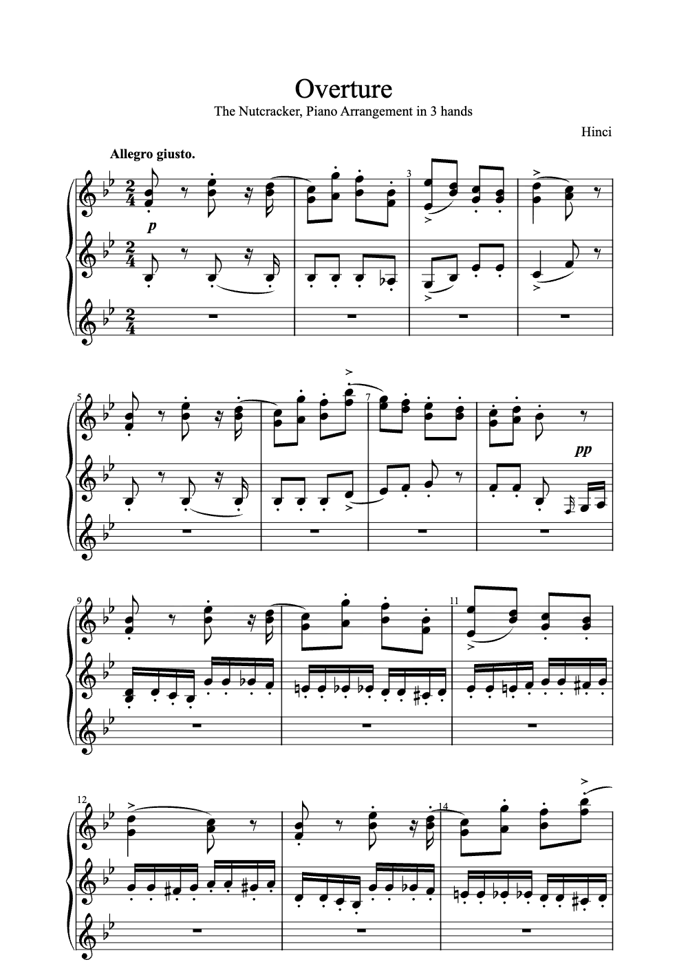 Sheet music preview for Overture