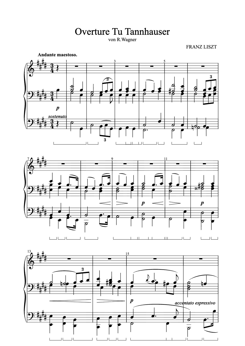 Sheet music preview for Overture to Tannhäuser