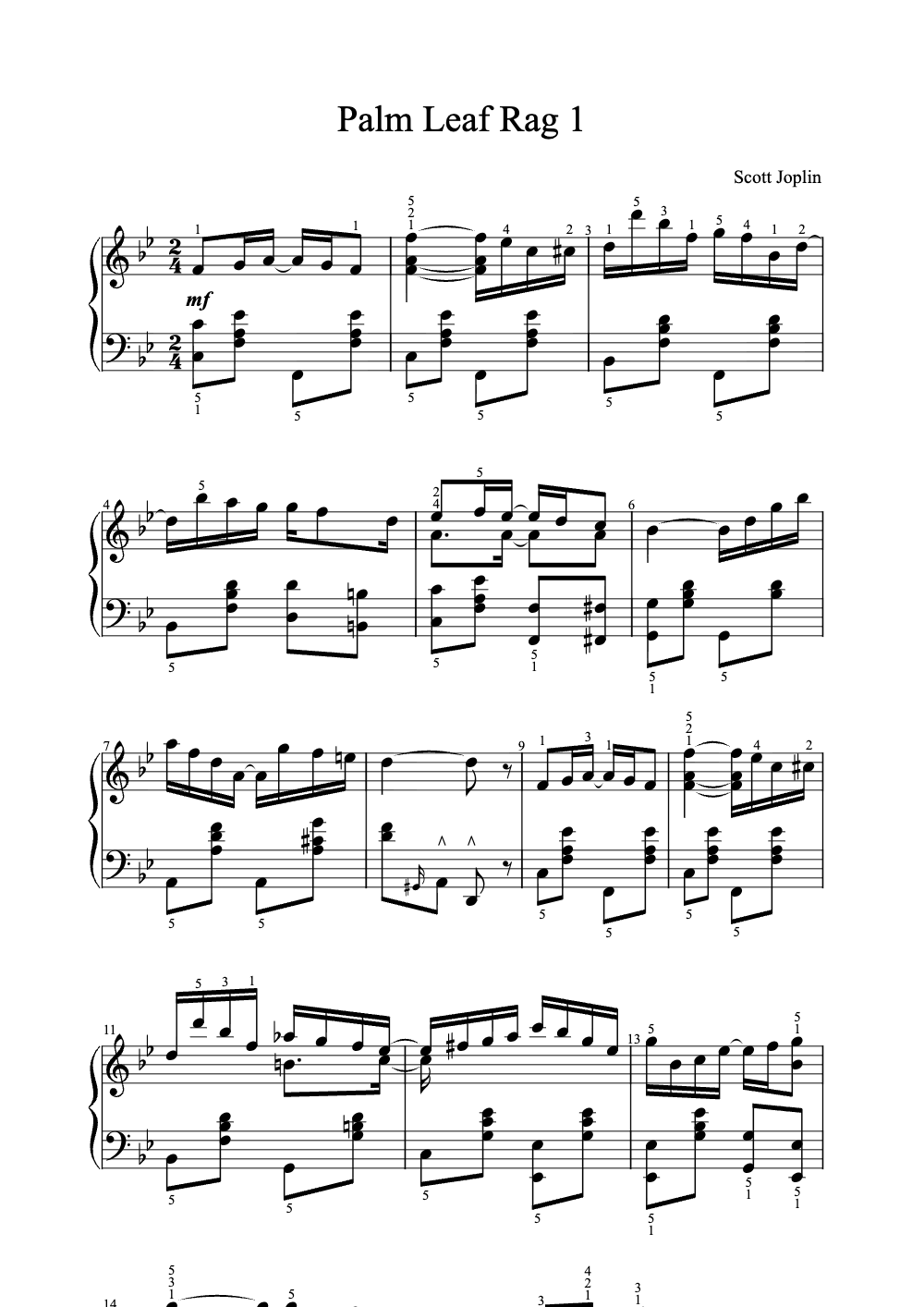 Sheet music preview for Palm Leaf Rag