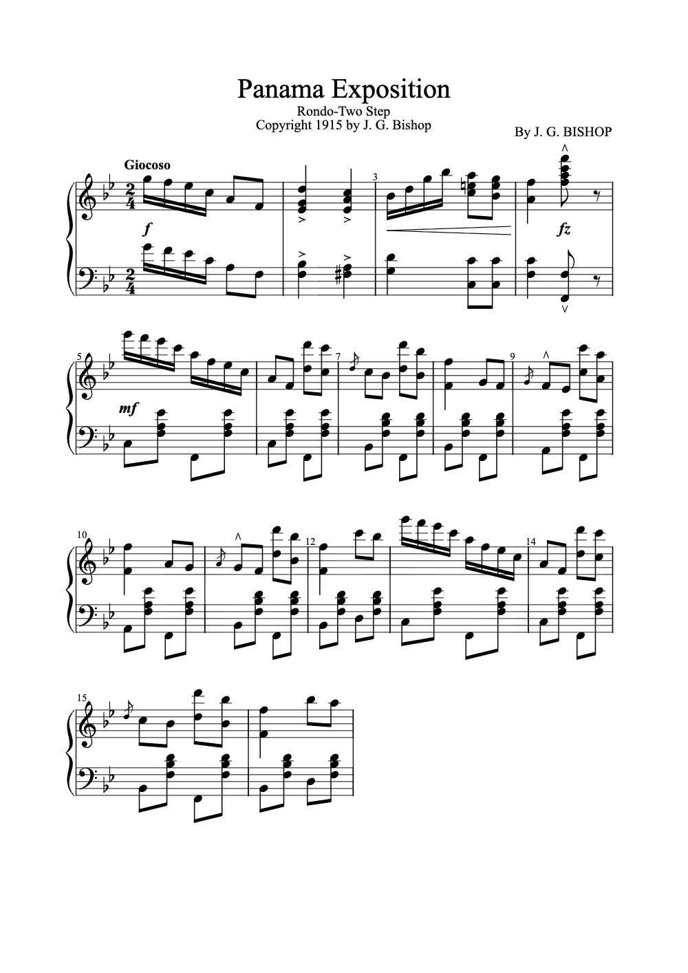 Sheet music preview for Panama Exposition