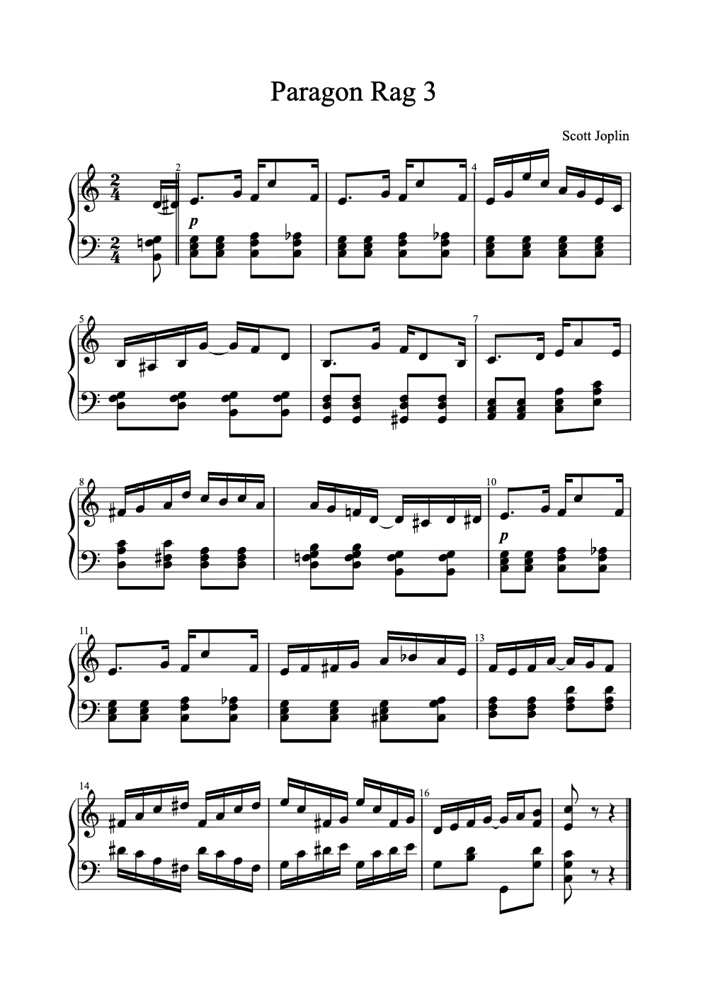 Sheet music preview for Paragon Rag 3
