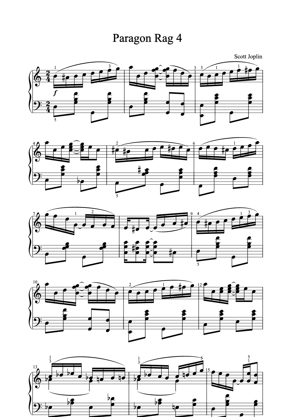 Sheet music preview for Paragon Rag
