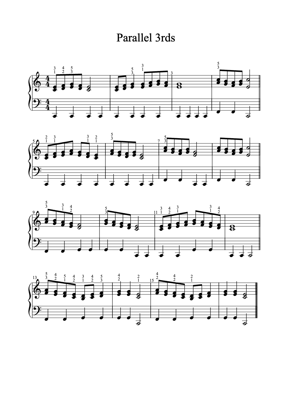 Sheet music preview for Parallel 3rds
