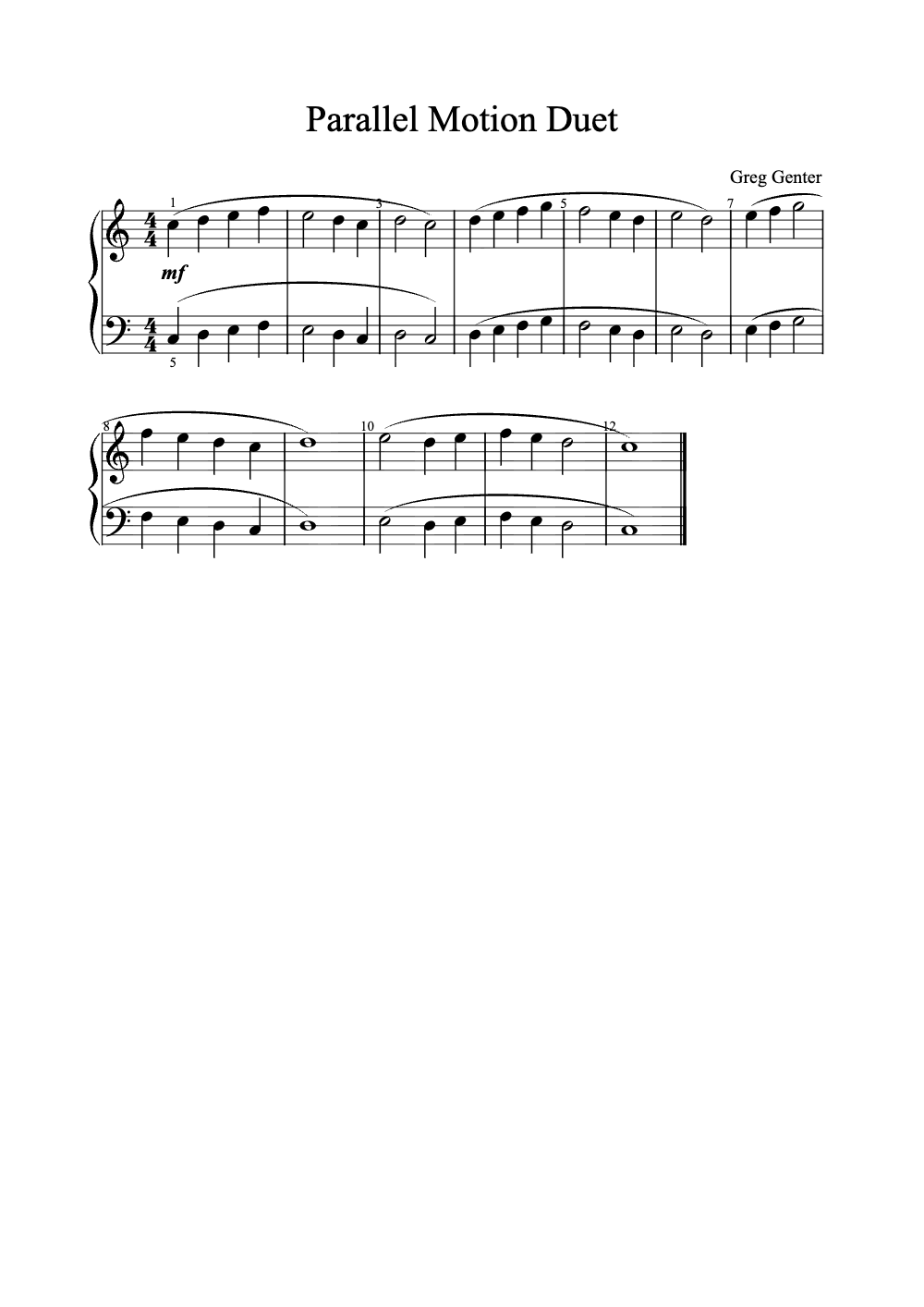 Sheet music preview for Parallel Motion Duet