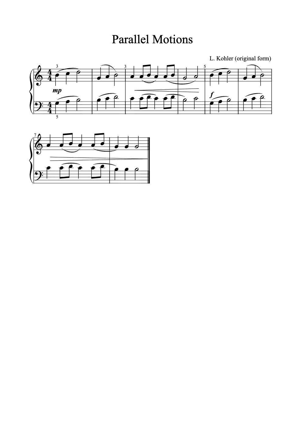 Sheet music preview for Parallel Motions