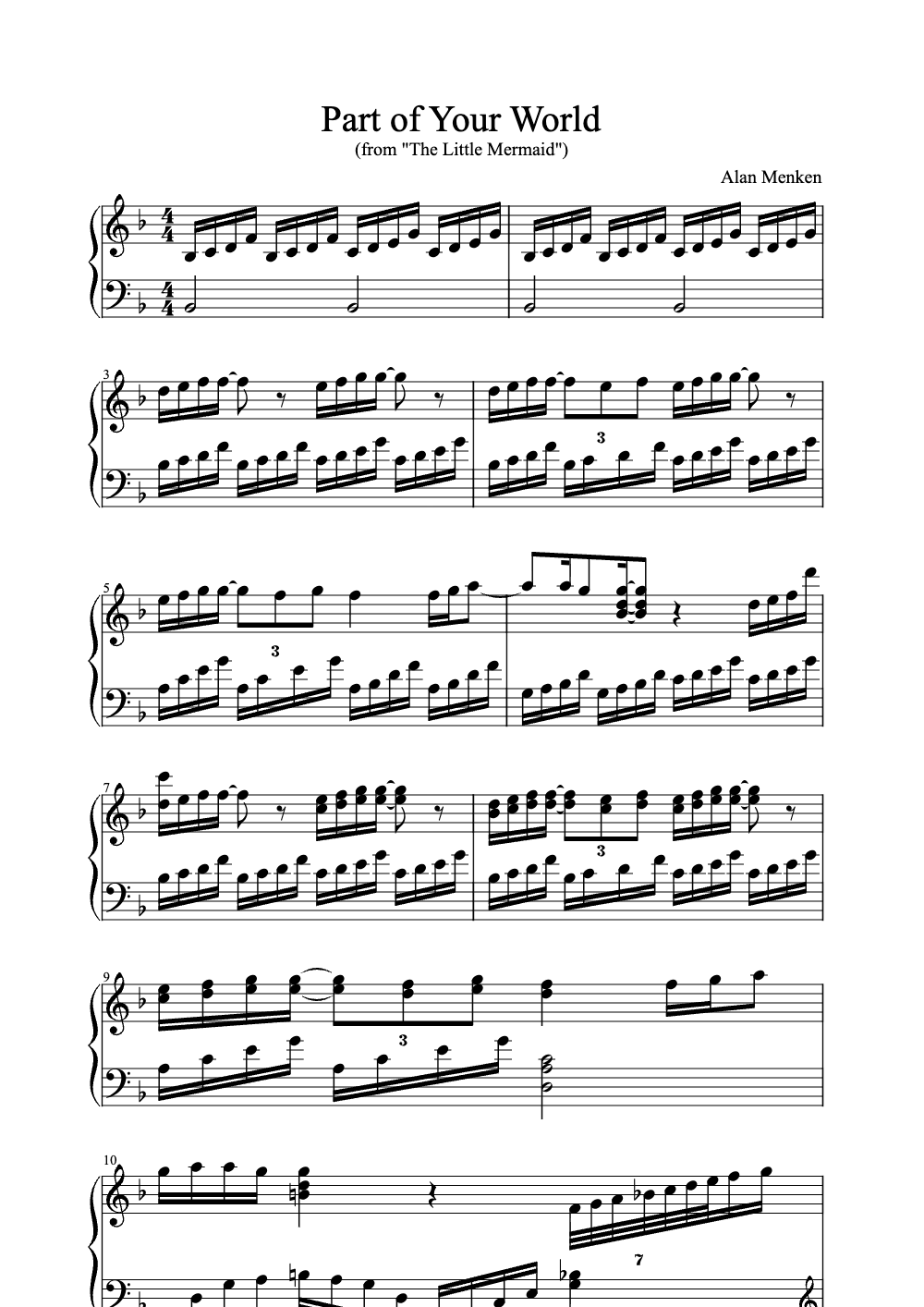 Sheet music preview for Part of Your World