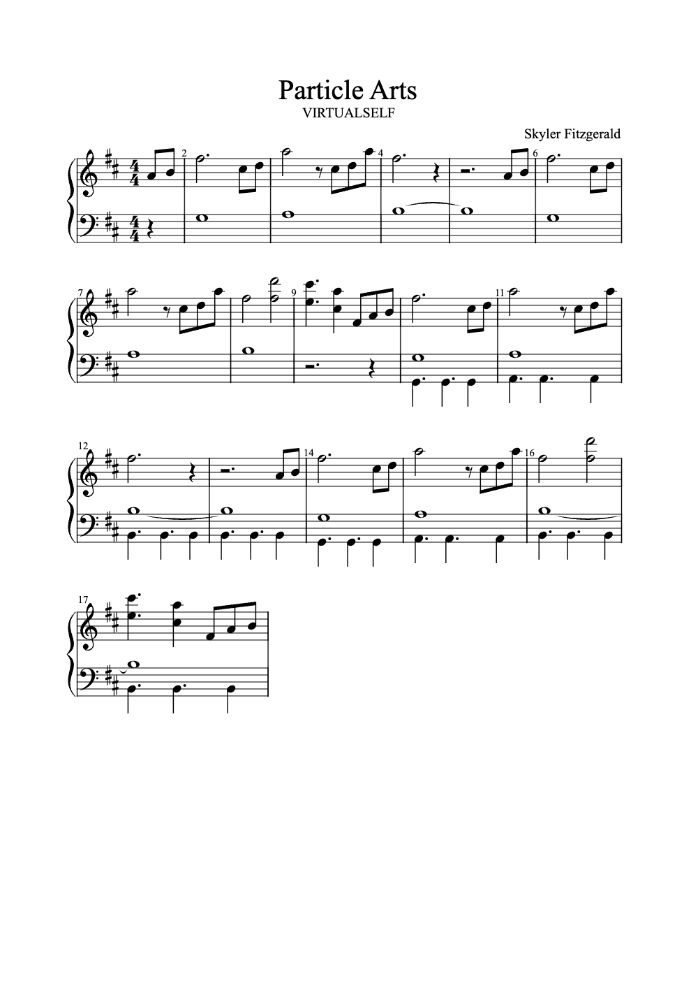 Sheet music preview for Particle Arts