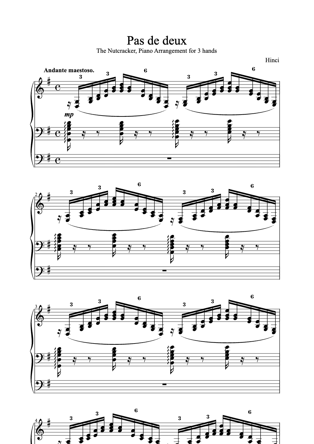 Sheet music preview for Pas de Deux
