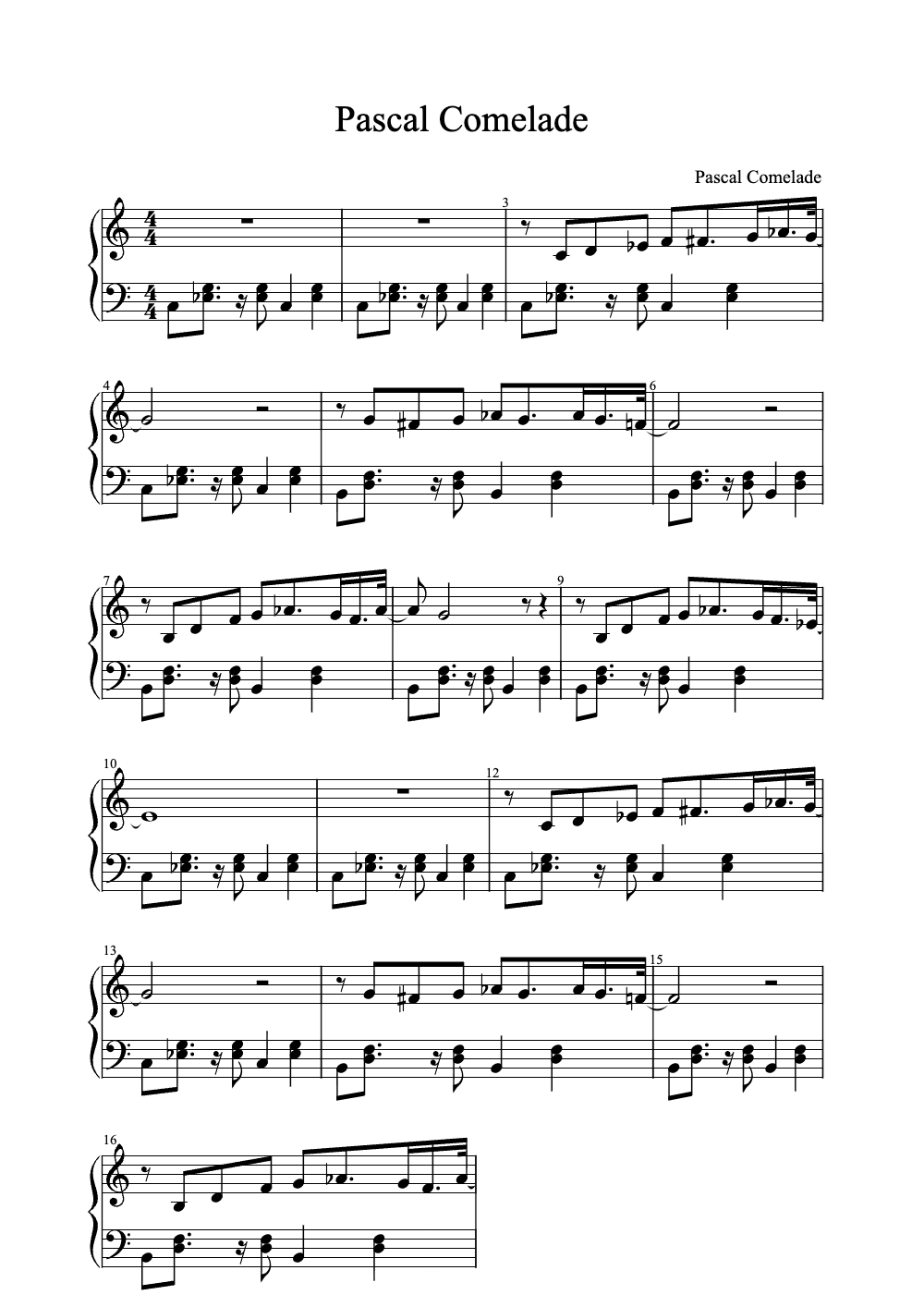 Sheet music preview for Pascal Comelade