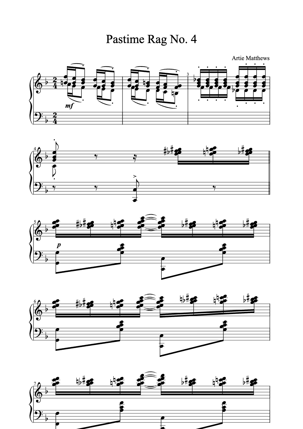 Sheet music preview for Pastime Rag No. 4