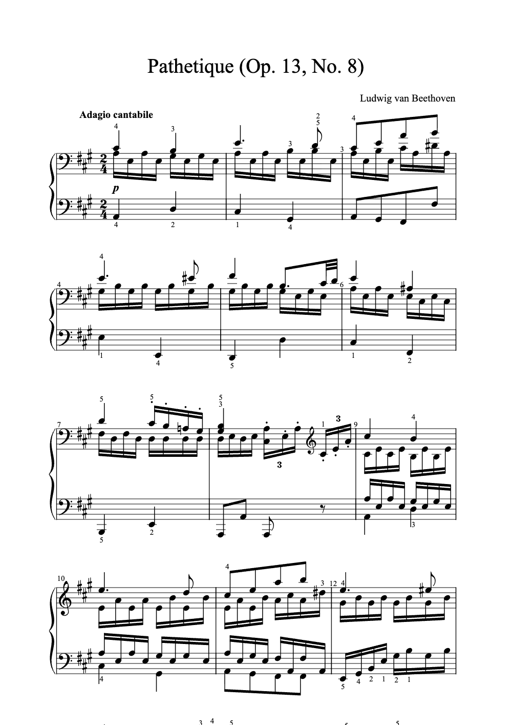 Sheet music preview for Pathetique