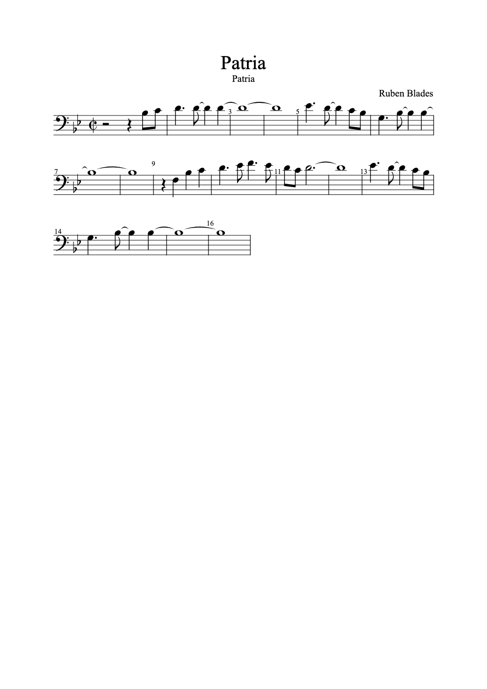 Sheet music preview for Patria