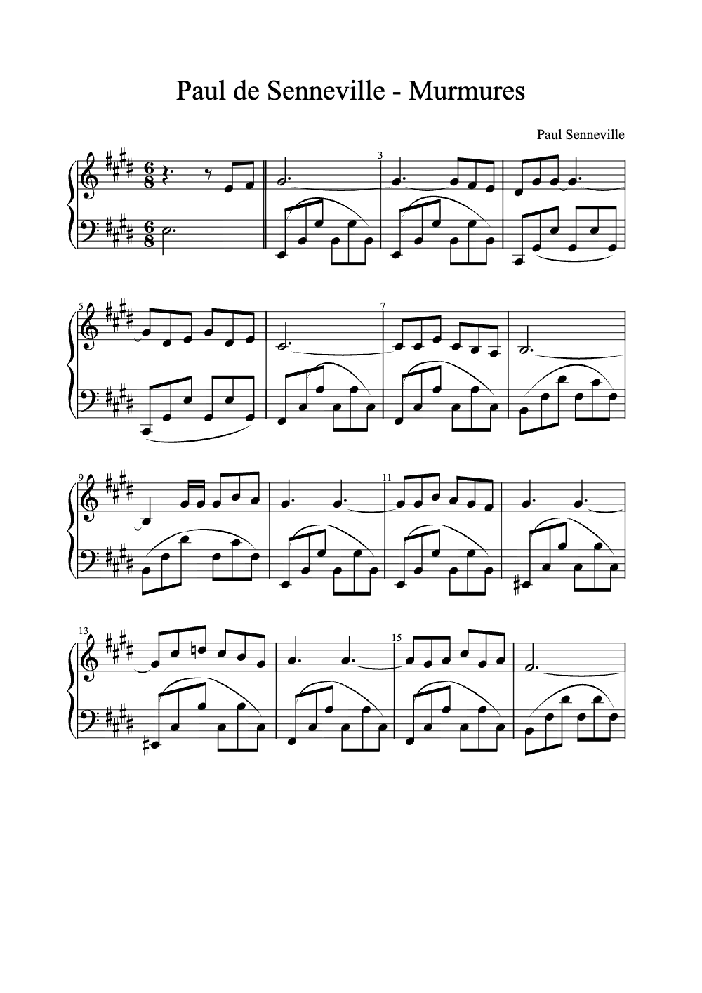 Sheet music preview for Murmures