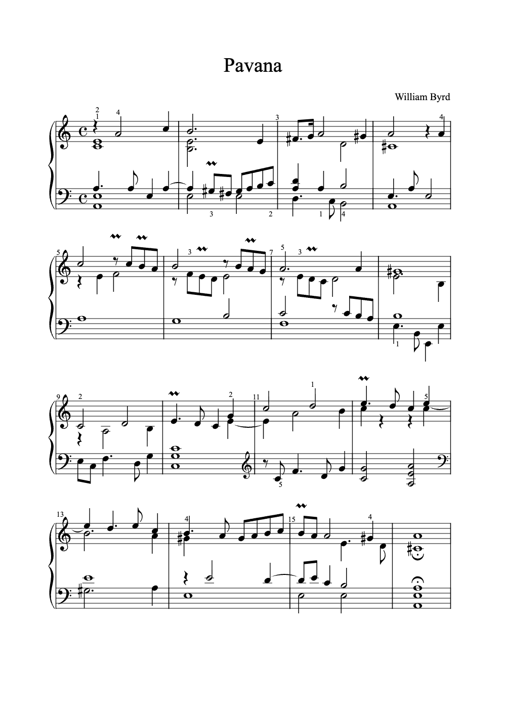 Sheet music preview for Pavana
