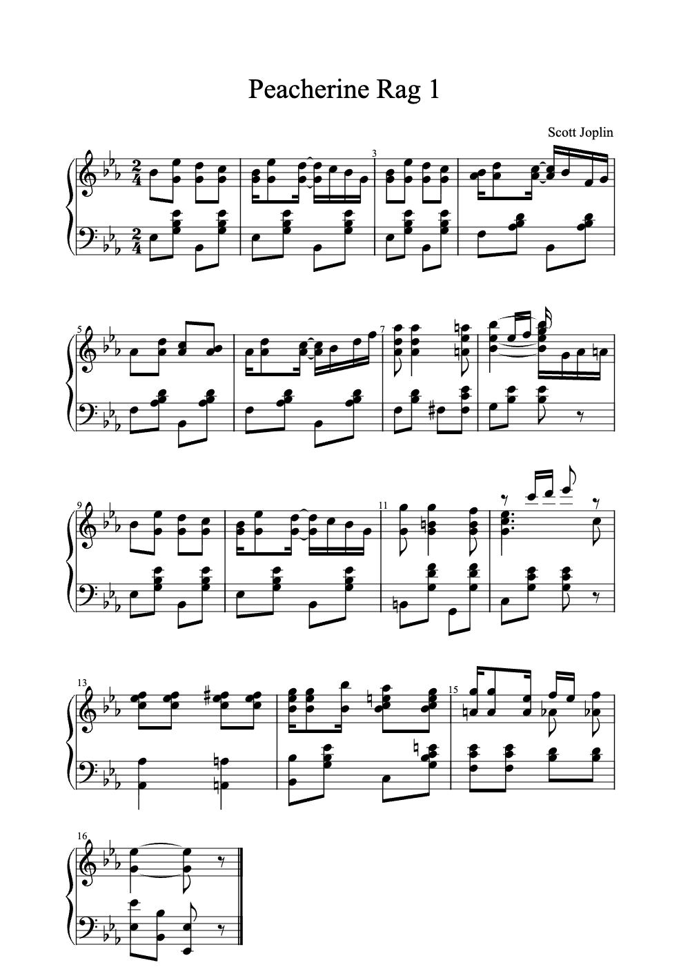Sheet music preview for Peacherine Rag