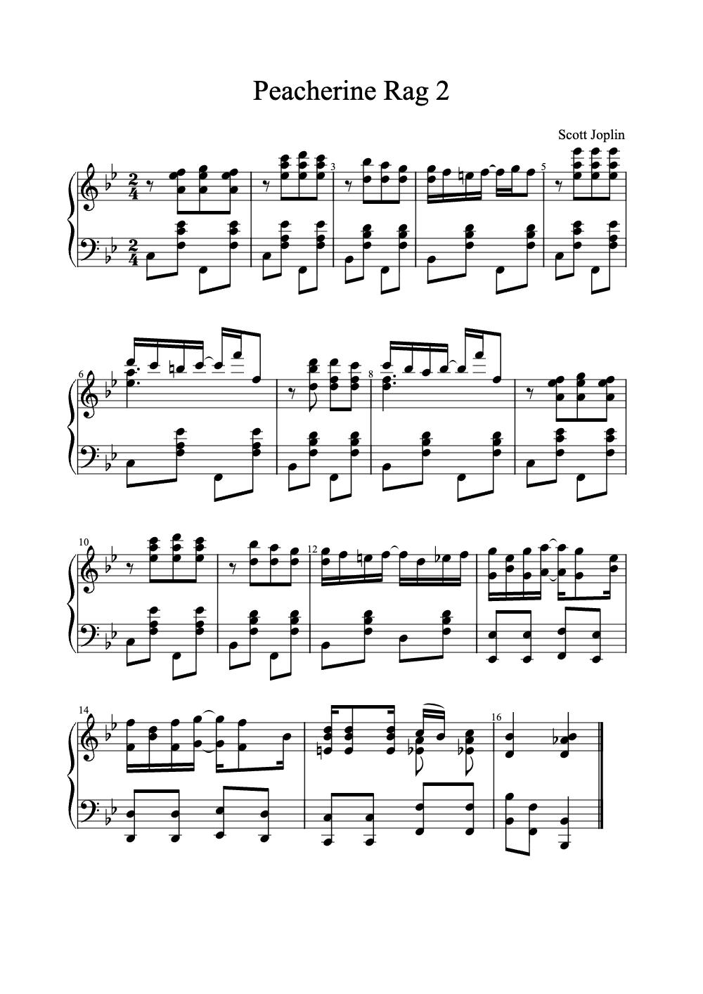 Sheet music preview for Peacherine Rag