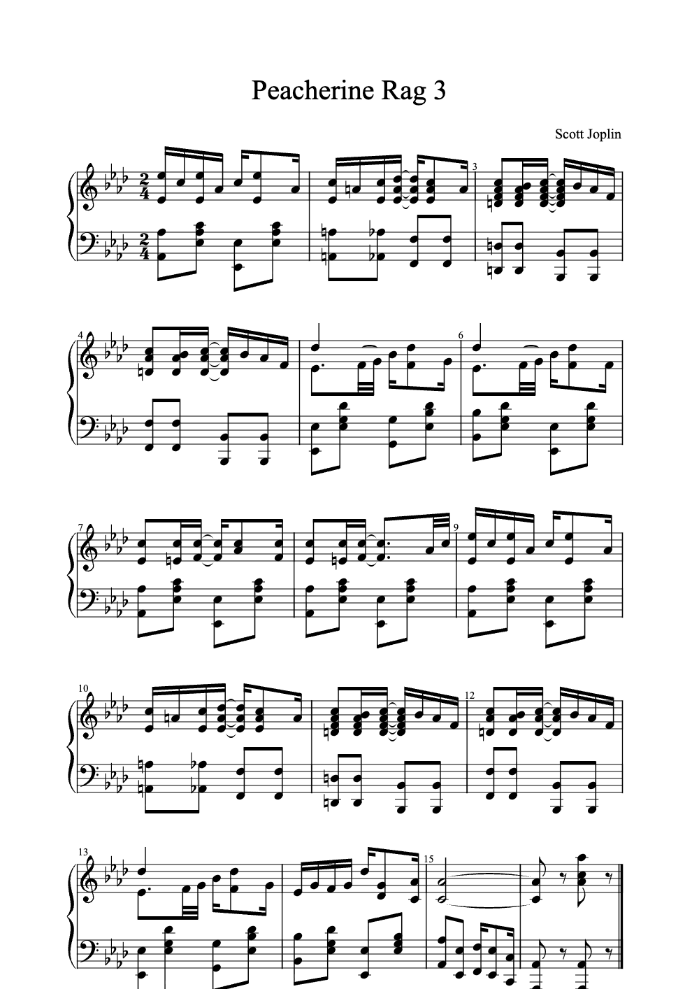 Sheet music preview for Peacherine Rag
